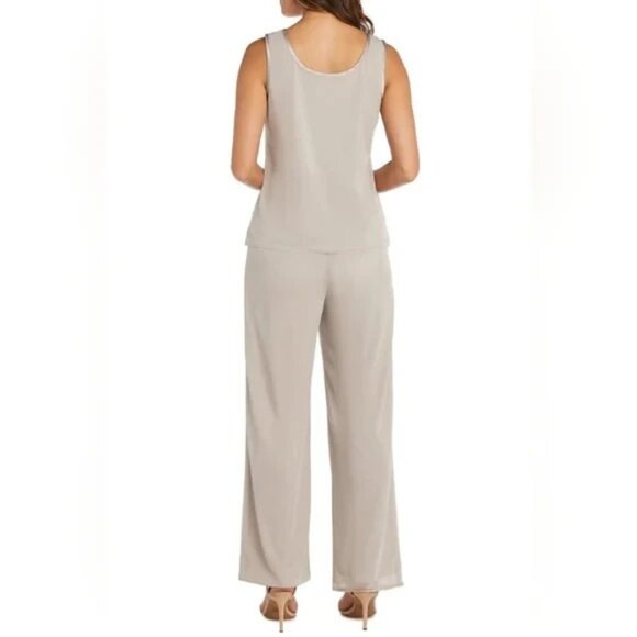 R & M Richards 18 Party Pant Suit Top Suit Jacket Champagne Sequin NEW $239 - Picture 4 of 11